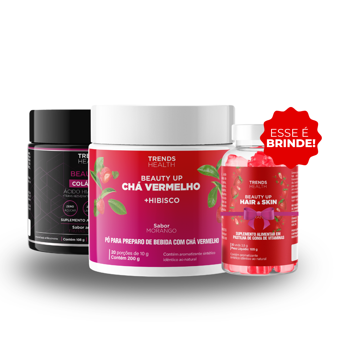 1 Colágeno + 1 Chá vermelho Beauty Up + goma Beauty up Hair de BRINDE!